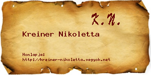Kreiner Nikoletta névjegykártya